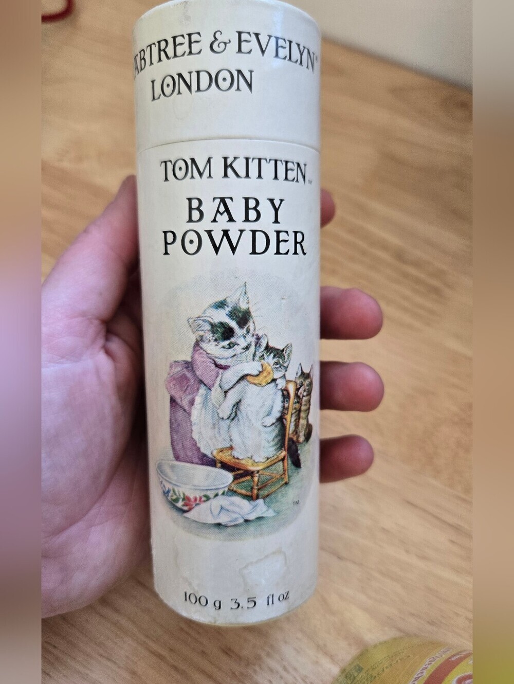 Vintage Crabtree & Evelyn London Tom Kitten Baby Powder Open With Powder